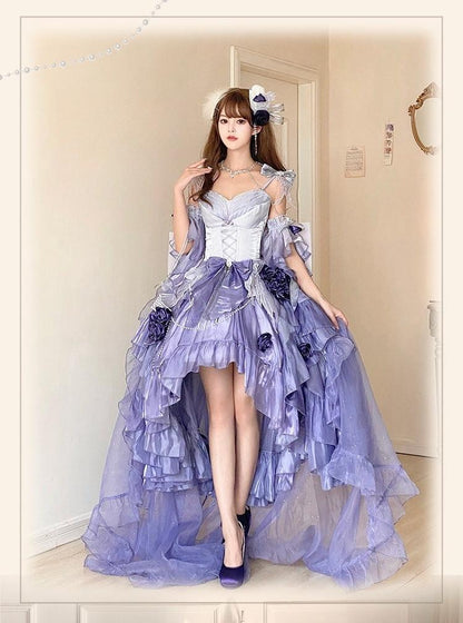 Meowing and Fruity - Swan Wonderland - Fairy Lolita JSK with High-Low Hem