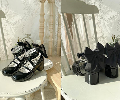 MODO - Follow in the Moonlight - Sweet Lolita Round Toe Shoes with Large Bow