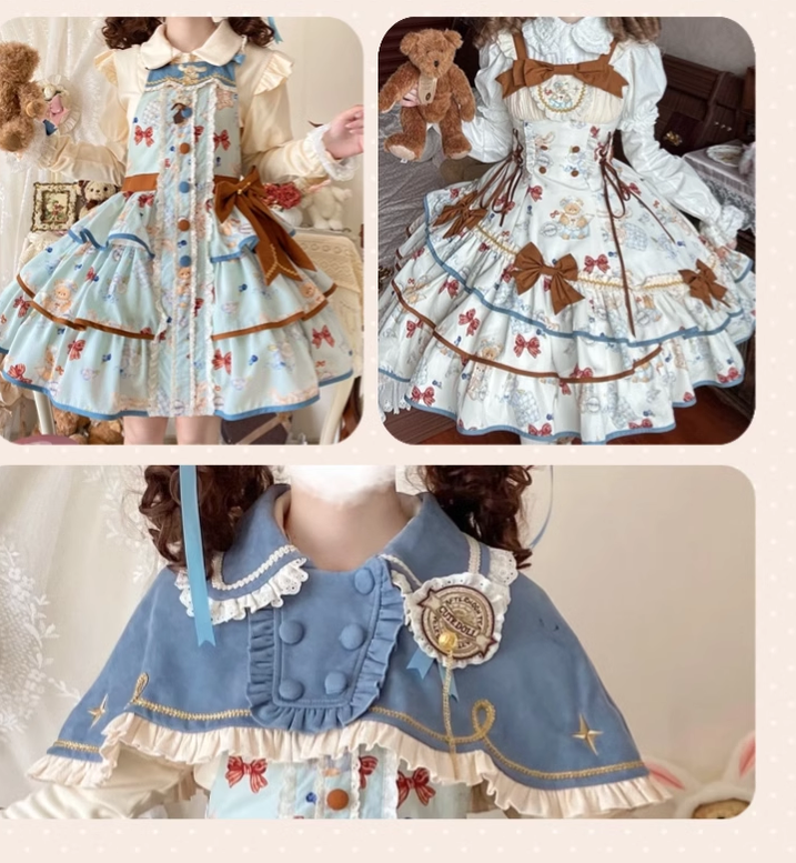 Cheese Mee Mee - Seaside Tea Party - Sweet Lolita Dress Cute Print JSK and Cape