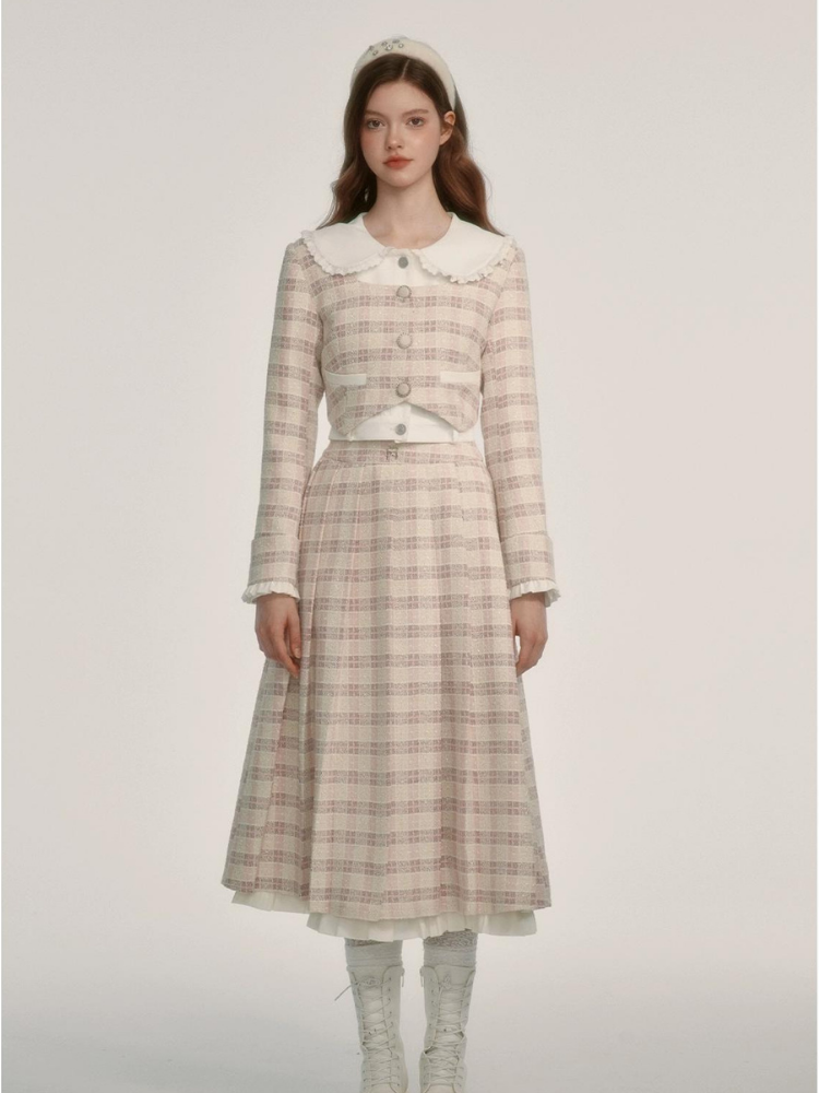 Fragrance Style Plaid Pleated Skirt Suit【s0000003452】