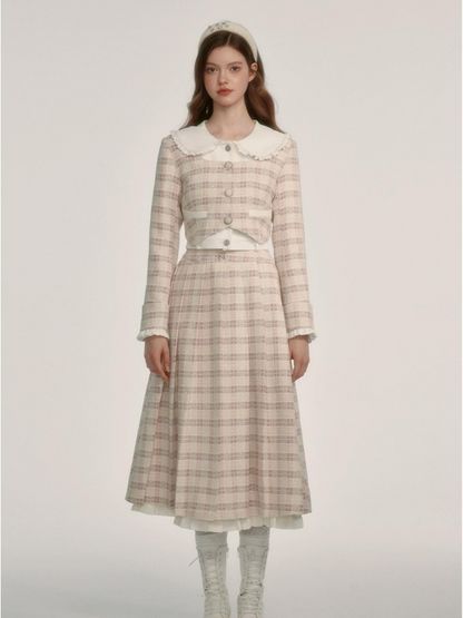 Fragrance Style Plaid Pleated Skirt Suit【s0000003452】