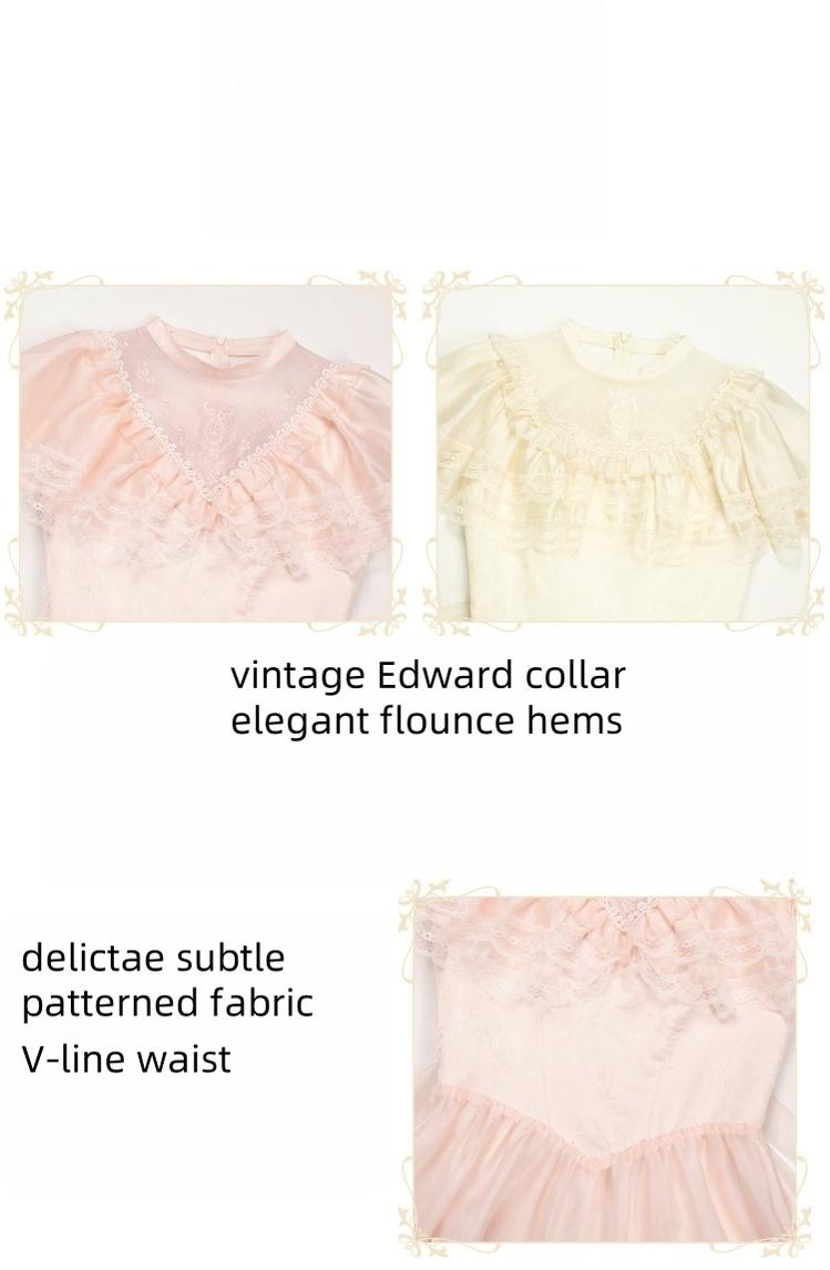 With PUJI - Morning Mist Estate - Twins Classic Lolita OP Dress, Edward Collar