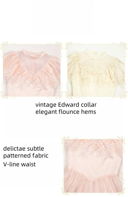 With PUJI - Morning Mist Estate - Twins Classic Lolita OP Dress, Edward Collar