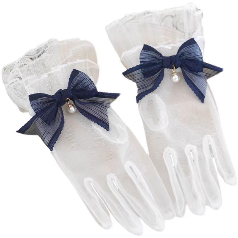 Xiaogui - Elegant Lolita Bow Gloves Retro Lolita Lace Glove