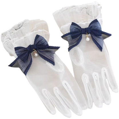 Xiaogui - Elegant Lolita Bow Gloves Retro Lolita Lace Glove