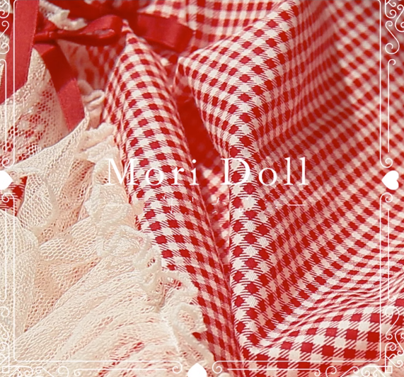 Mori Doll - Strawberry Jam - Sweet Lolita Dot and Stripe Print Skirt