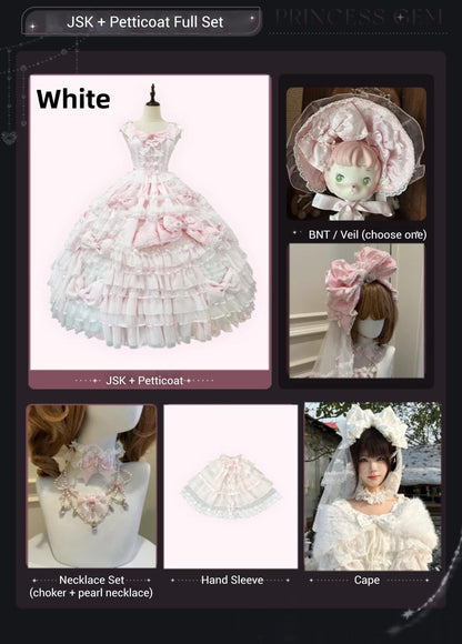Mengfuzi - Gem Princess - Wedding Sweet Lolita JSK Dress Suit, Side Zipper