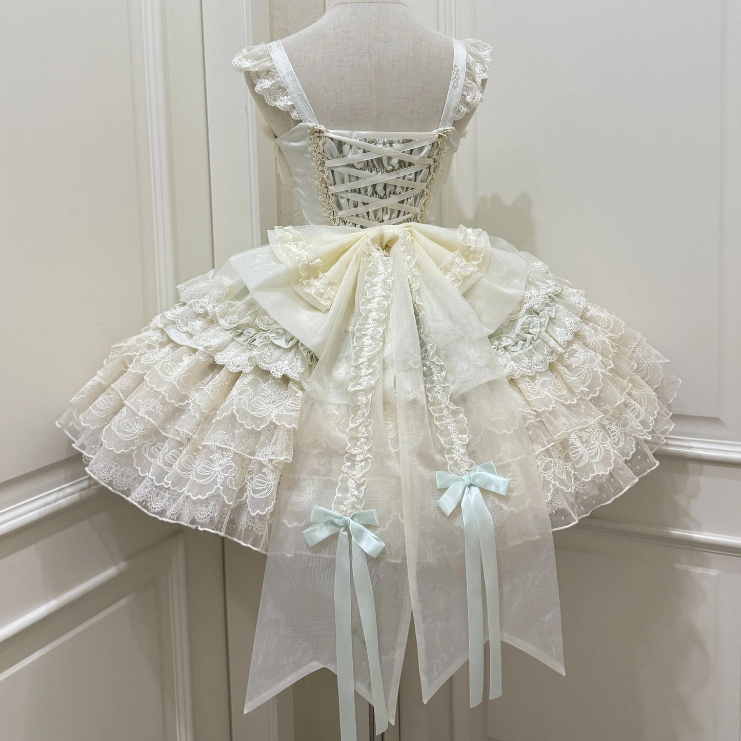 Sugar Girl - Ribbons of Love - Sweet Lolita JSK Dress, Tiered Ruffles