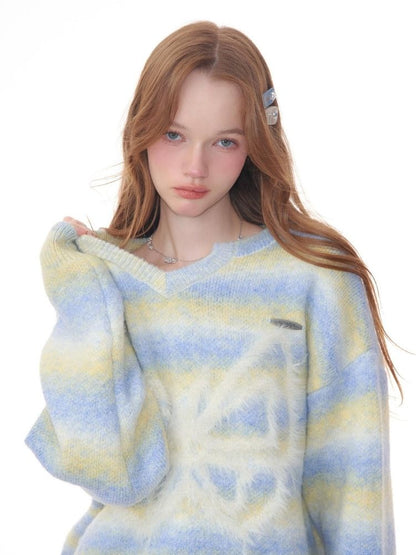 Striped Hairy Butterfly Thick Sweater【s0000006157】