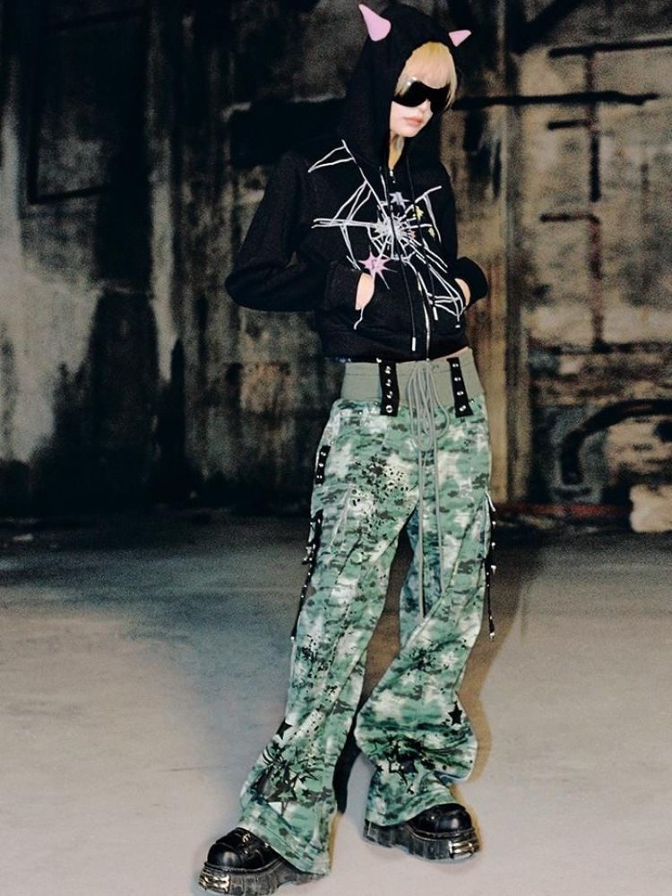 Crackle Print Pointed Short Sweatshirt Jacket【s0000004815】