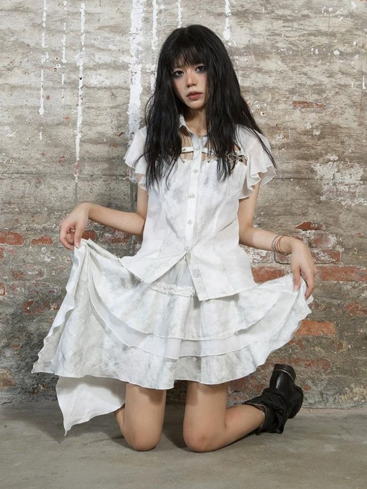 Stitching short-sleeved shirt【s0000003211】