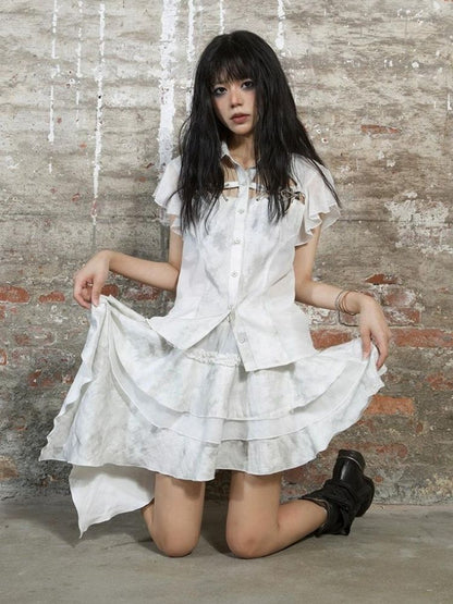 Stitching short-sleeved shirt【s0000003211】