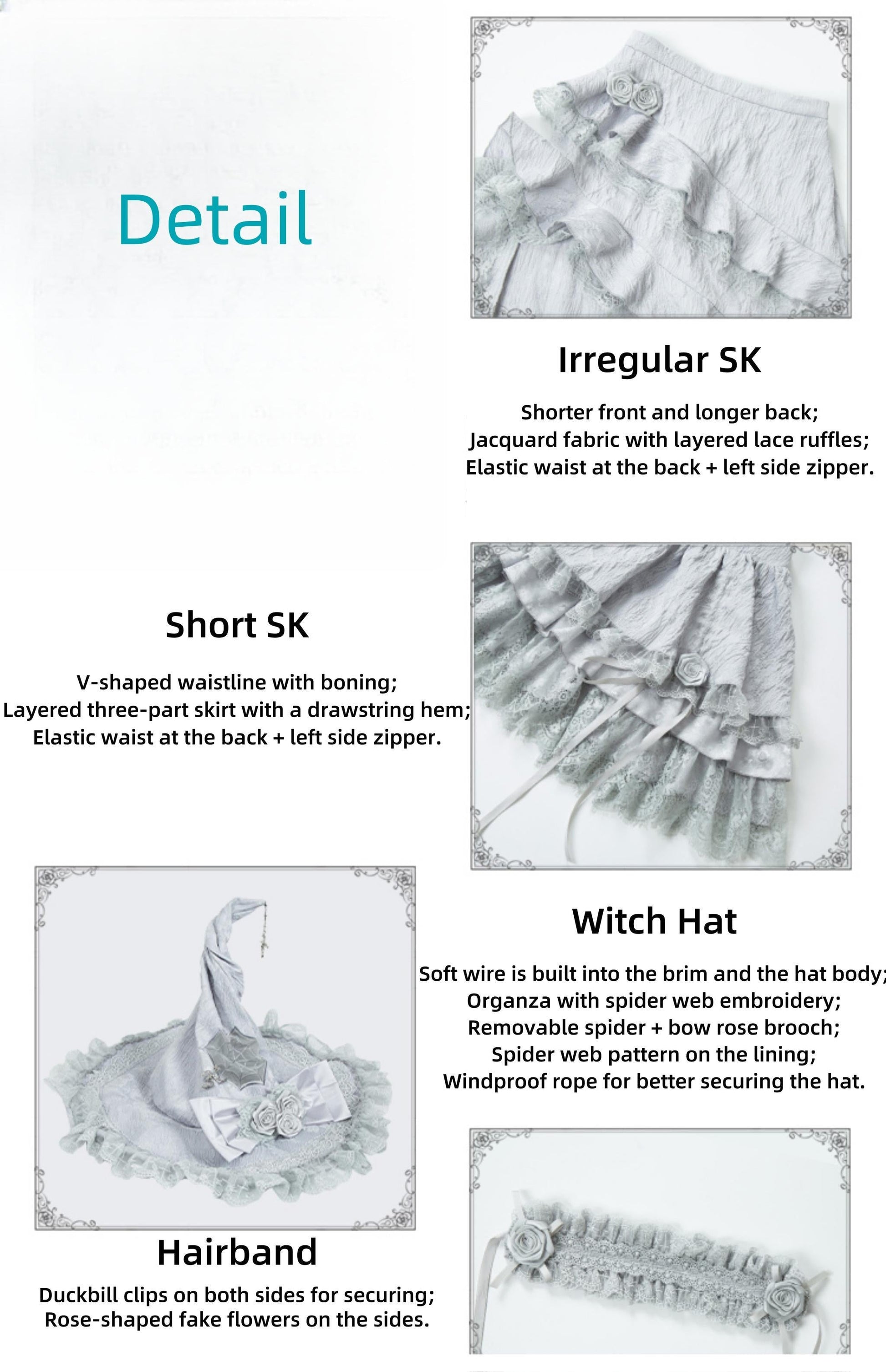 With PUJI - Letter and Poetry ﾂｷ Twilight - Gothic Witch Lolita SK Suit Bodice Mermaid Dress