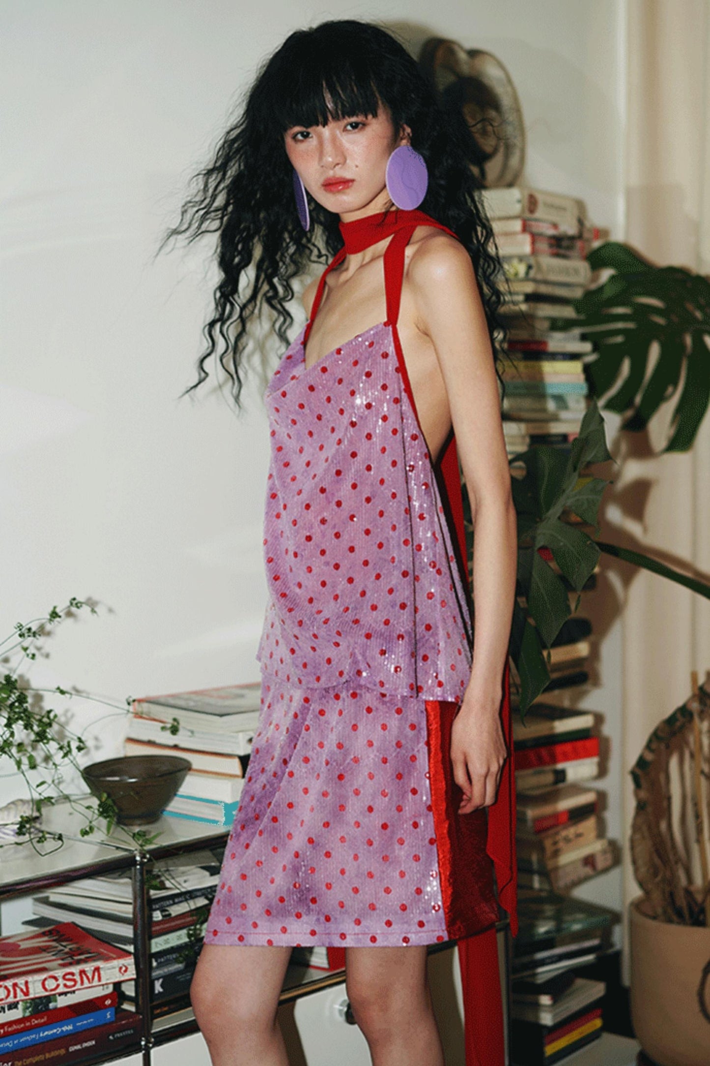 Sequin Dot Backless Resort Skirt Set-Up