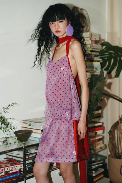 Sequin Dot Backless Resort Skirt Set-Up