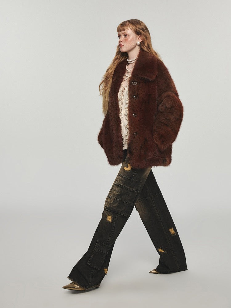 Fake Fur Gradient Windproof Loose Coat【s0000005004】