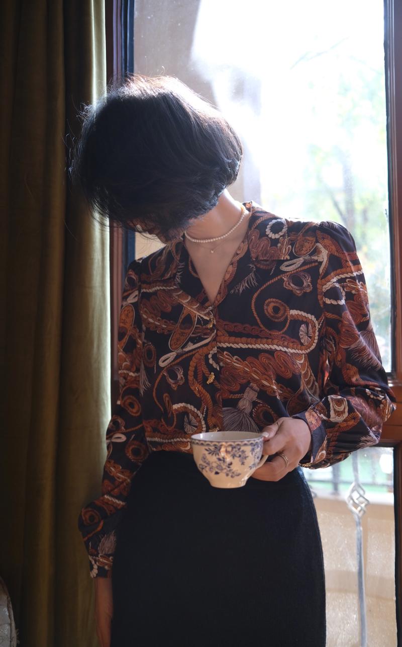 Rope pattern vintage blouse