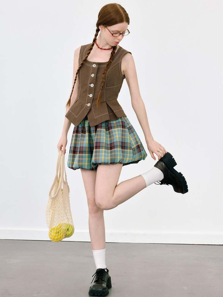 Campus Girl Style Plaid Bud Culottes【s0000008089】