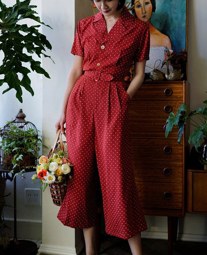 Lady's Polka Dot Retro Jumpsuit