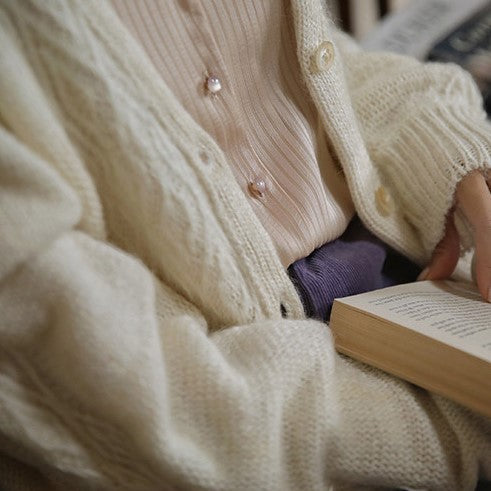 Aran pattern mohair cardigan