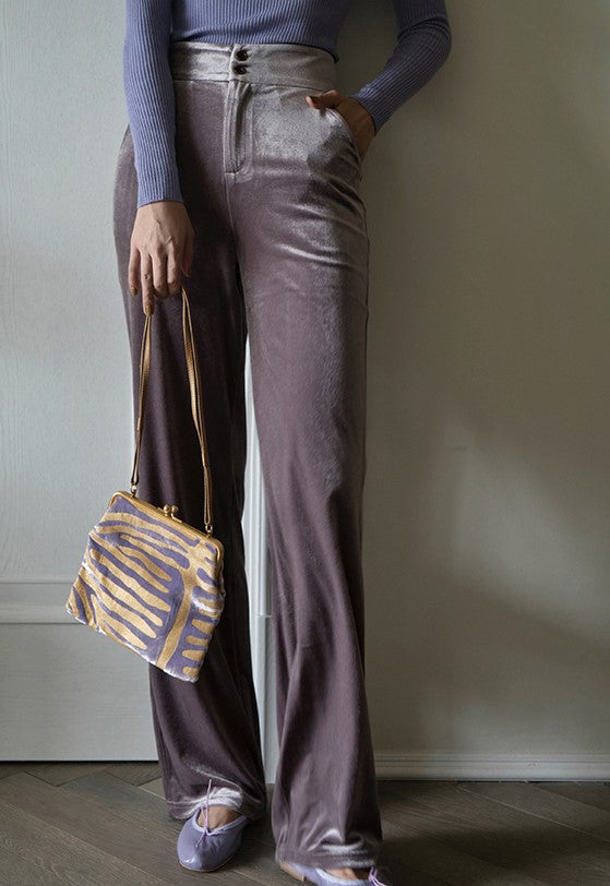 Colored wide leg velor pants