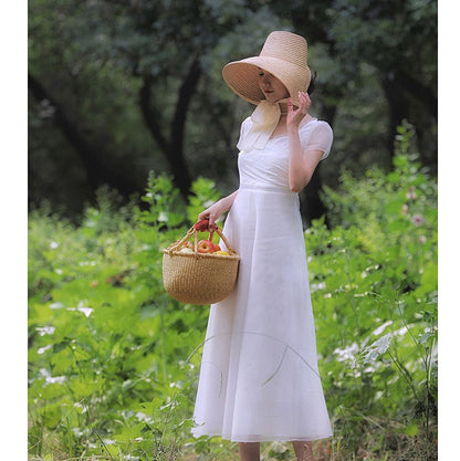 British lady's white vintage dress