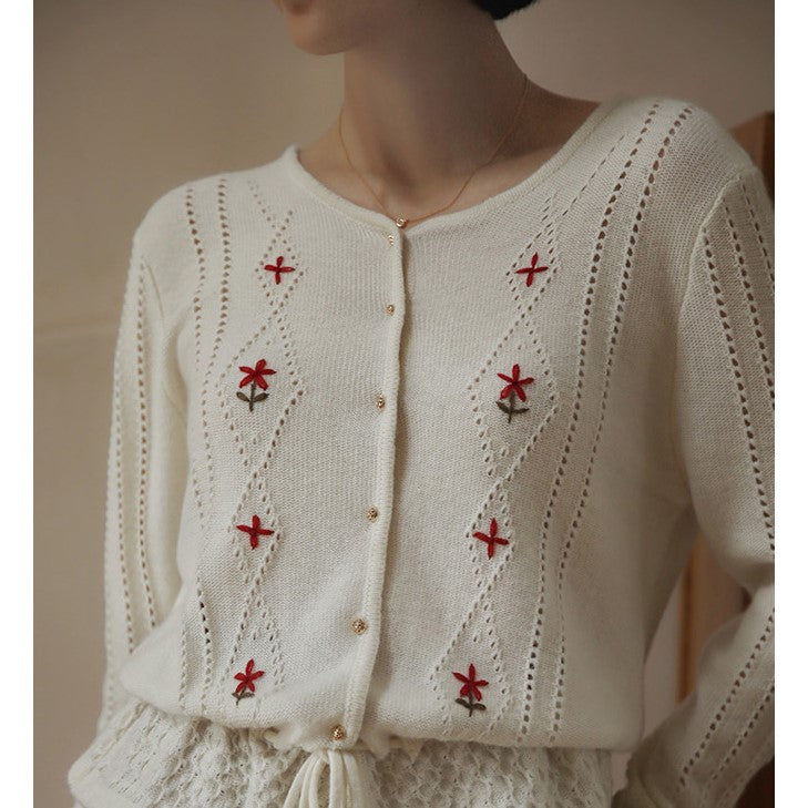 nordic girl embroidery cardigan