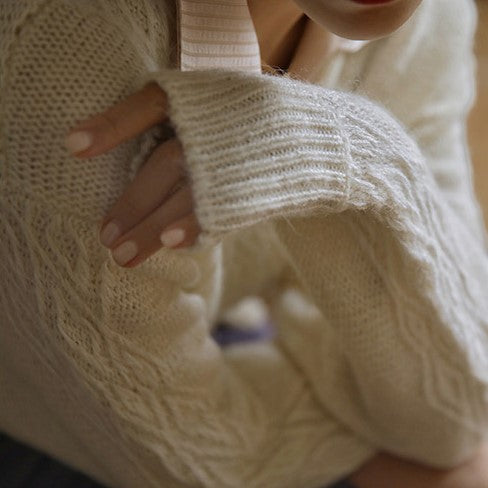 Aran pattern mohair cardigan