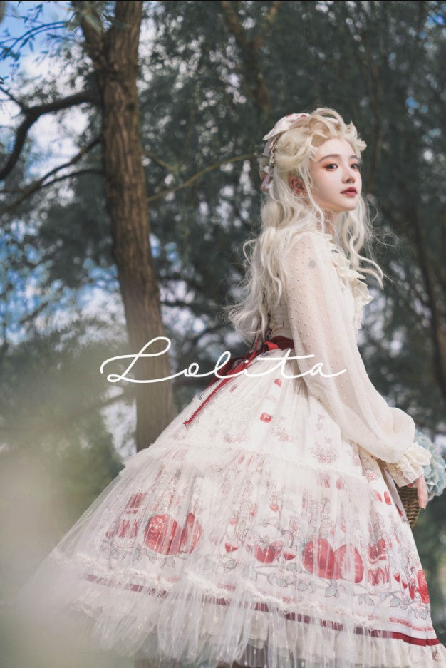 Bodhi Lolita - Strawberry Fruit Tea - Chiffon Long Sleeve Sweet Lolita Blouse