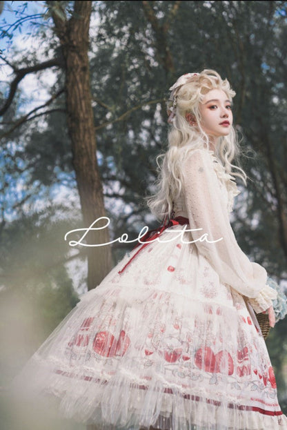 Bodhi Lolita - Strawberry Fruit Tea - Chiffon Long Sleeve Sweet Lolita Blouse