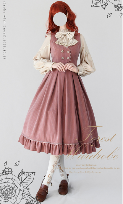 Forest Wardrobe - North of the Forest - Classic Lolita Striped Vest Skirt Set