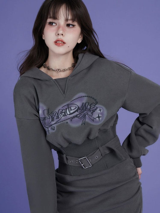 Fleece Waisted Thickened Sweatshirt Dress【s0000005594】