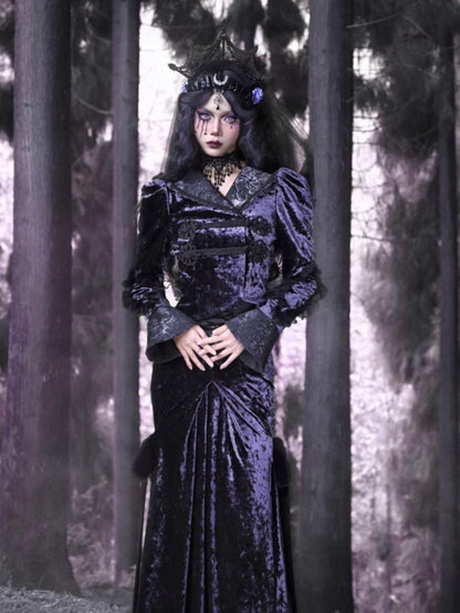 Gothic Velvet Lace Flower Lace Up Blouse【s0000003871】