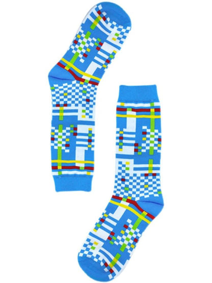 Deformed plaid socks【s0000002092】