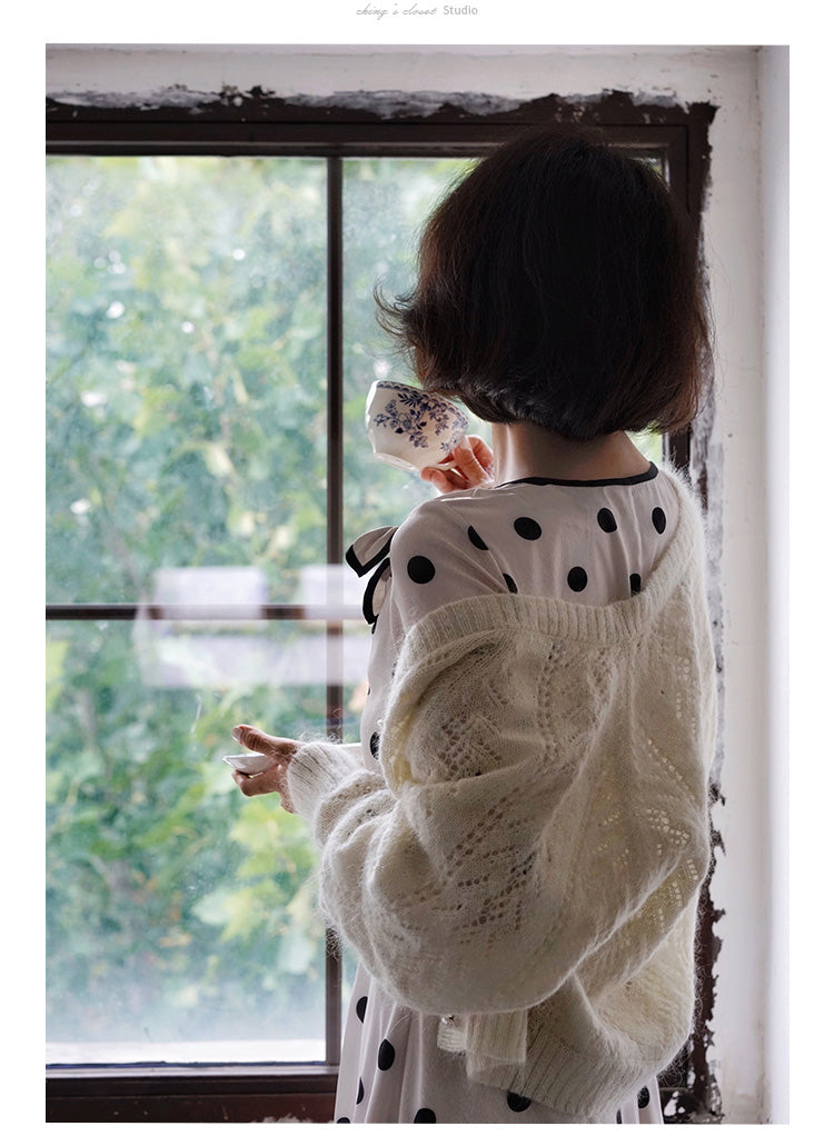 black polka dot fishtail dress