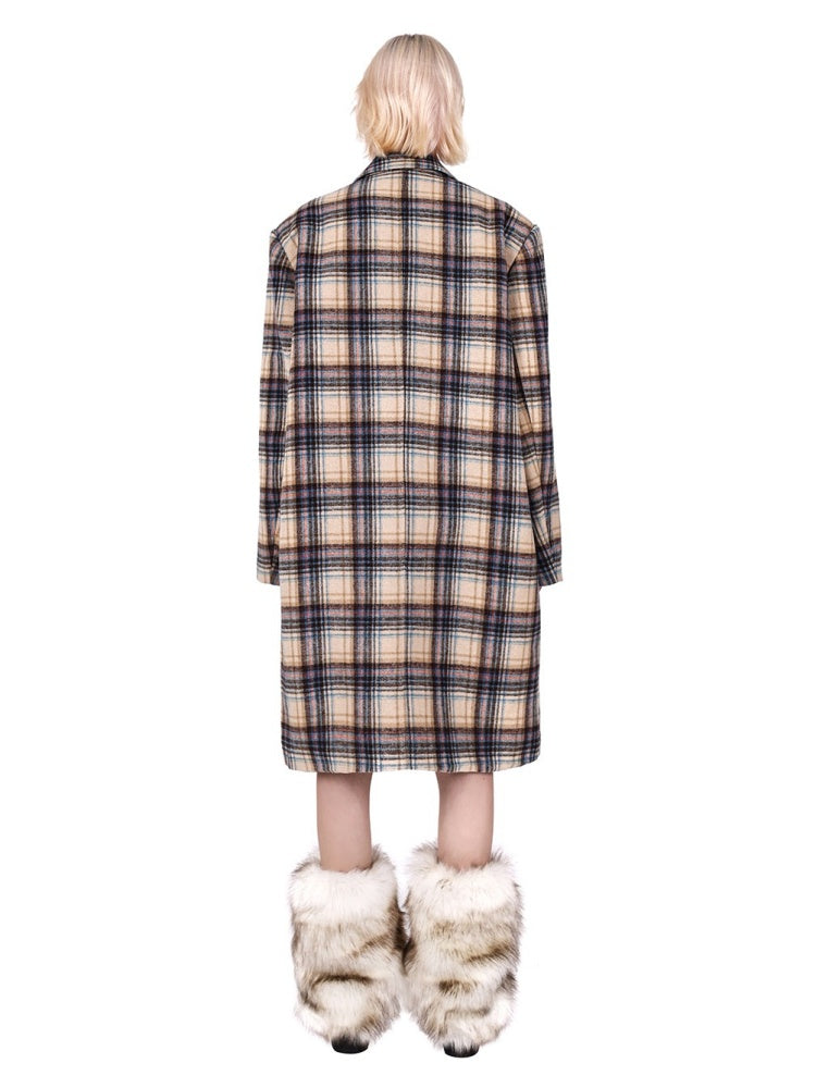 Plaid Mid Length Double Breasted Coat【s0000004348】