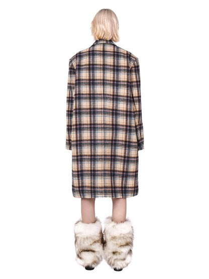Plaid Mid Length Double Breasted Coat【s0000004348】