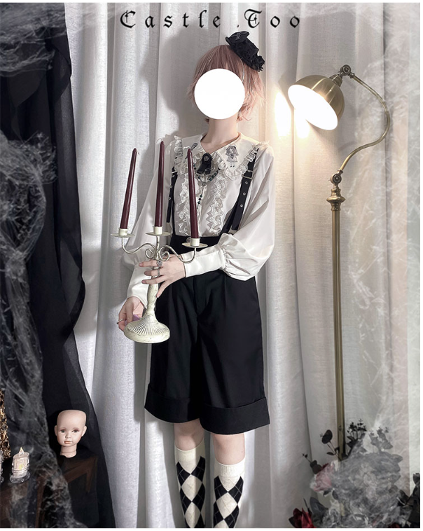 CastleToo - Corroding the Heart - Ouji Lolita Shirt Suspenders Shorts
