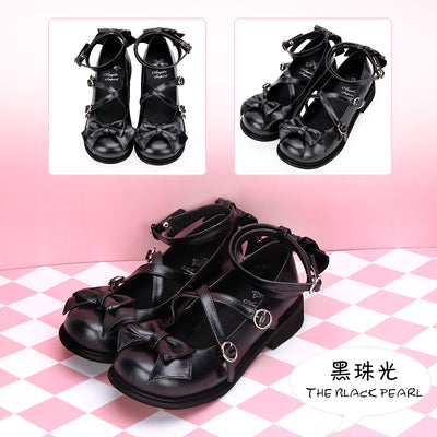 Angelic imprint - Sweet Lolita Bow Shoes, Low Heel, Round Toe