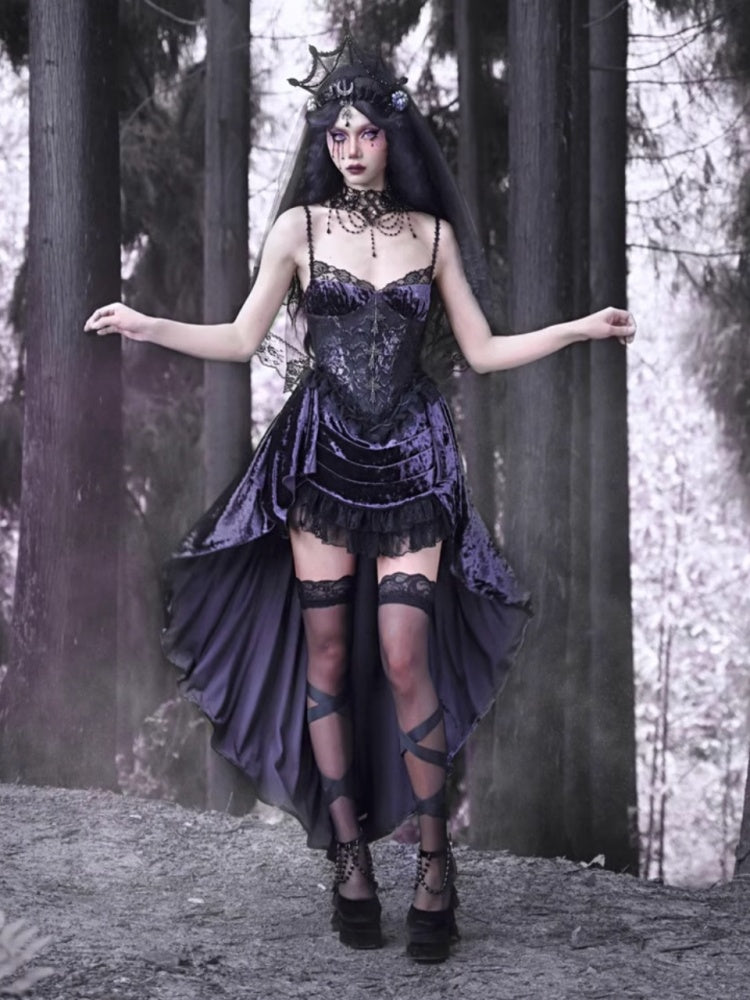 Gothic Velvet Lace Suspender Dress【s0000003866】