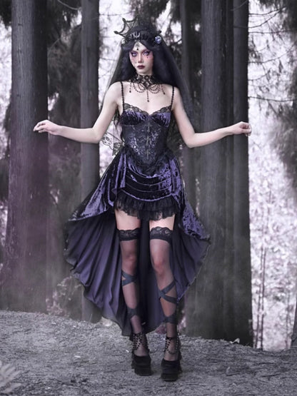 Gothic Velvet Lace Suspender Dress【s0000003866】