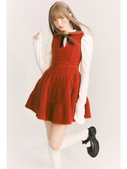 Doll Collar Sleeveless Ribbon Tiered Dress【s0000003862】