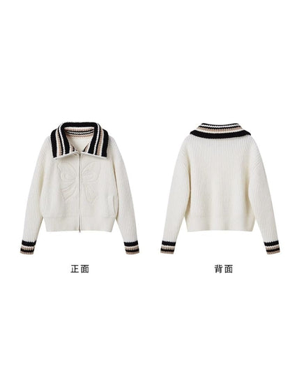 Vintage Soft Sticky Bow Turtleneck Knit Cardigan【s0000004870】