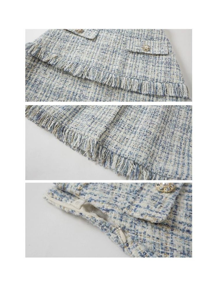 Blue velvet wool two-piece【s0000004612】