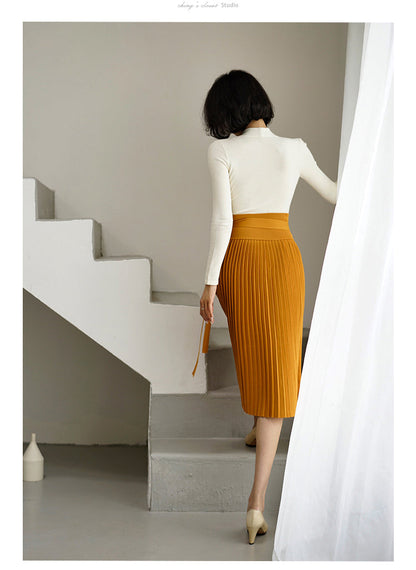 lady elegant pleated skirt