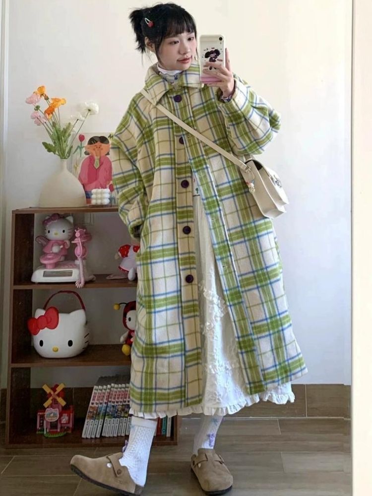 Long Sandwich Warm Tweed Coat【s0000006236】