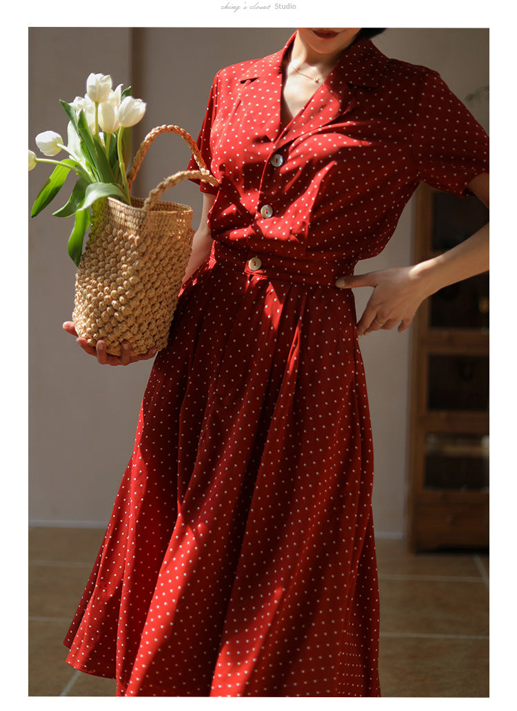 Red Polka Dot Pattern Retro Dress