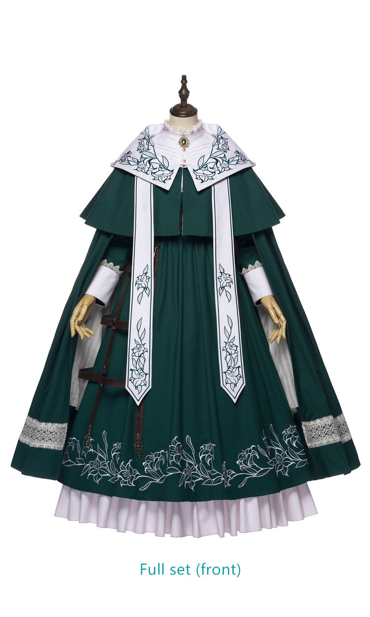 Youpairui - Lobnya - Gothic Nun Lolita Green OP Dress Set