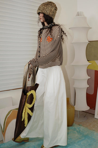 Loose Fit Wool Knit Striped T-Shirt