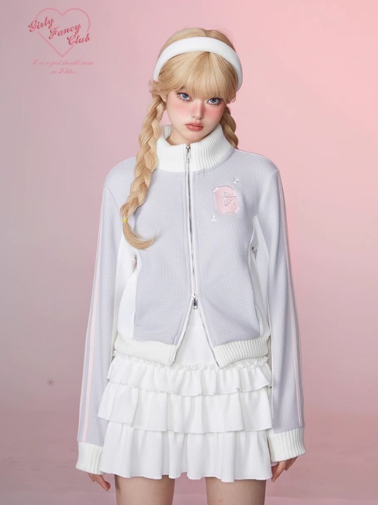 Stand Up Neck Top Double Zipper Sweatshirt【s0000006345】